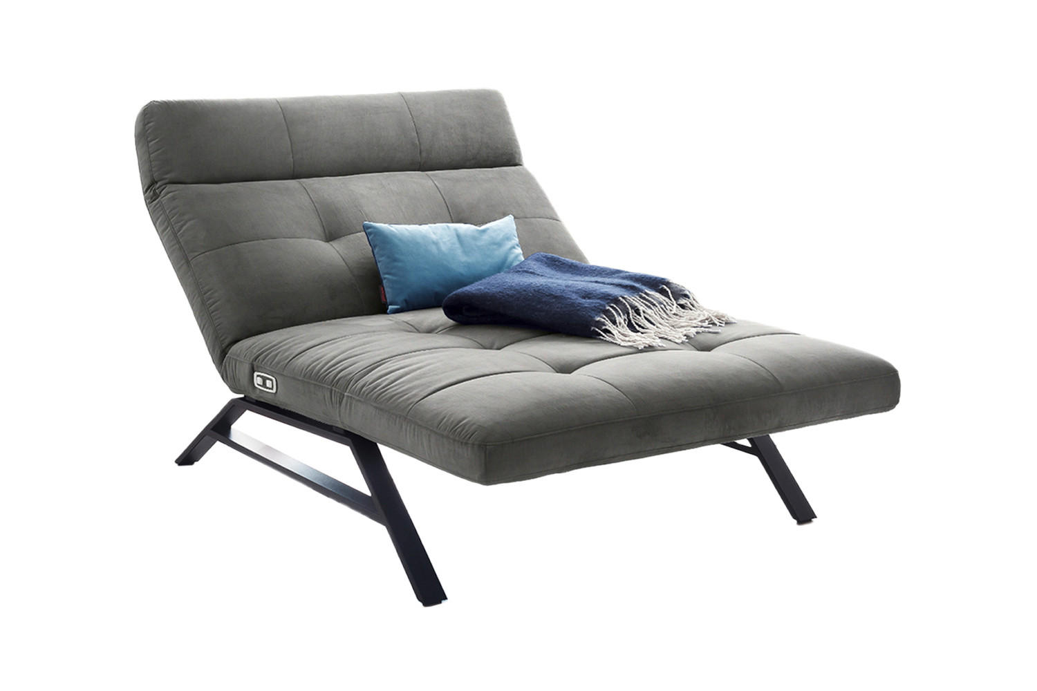 LIEGE AMERIVA Silber Velvet - Silberfarben/Schwarz, Textil (120/110/158cm) - KAWOLA