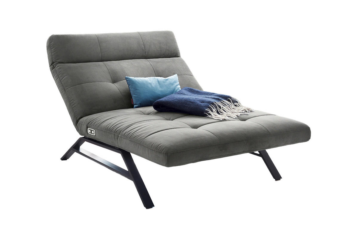 LIEGE AMERIVA Silber Velvet - Silberfarben/Schwarz, Textil (120/110/158cm) - KAWOLA