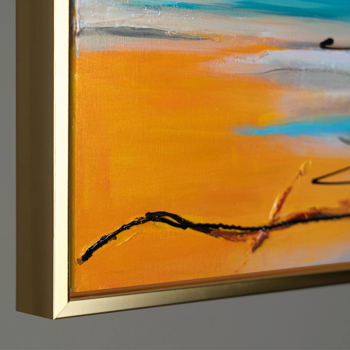 GEMÄLDE Farbige Harmonien II Schattenfugenrahmen Gold 120x80 cm - Goldfarben, Holz (120/80cm) - YS-art gallery