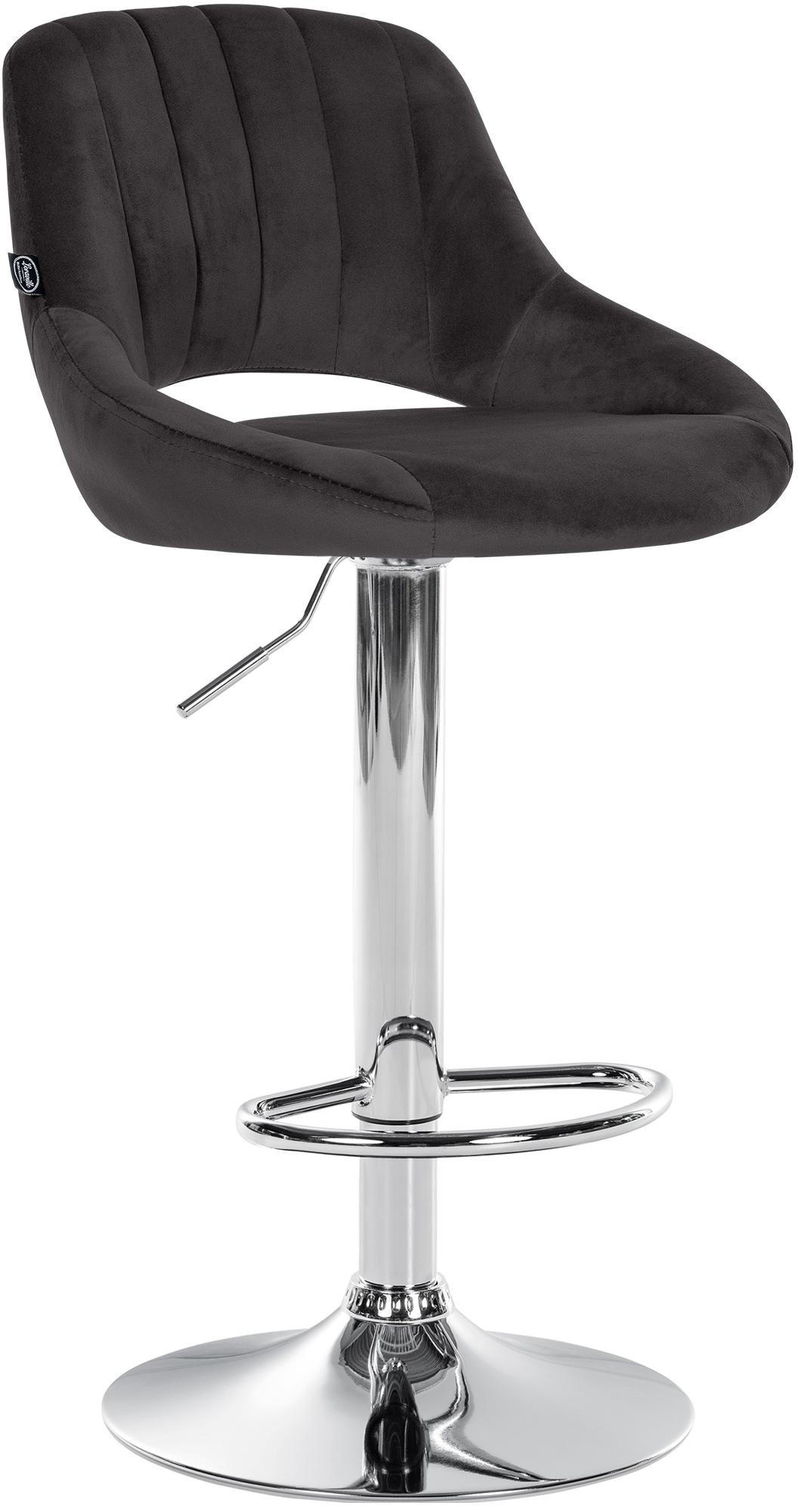 BARHOCKER Samt Schwarz - Chromfarben/Schwarz, Textil/Metall (47/85/48cm) - CLP