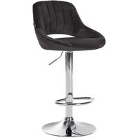 BARHOCKER Samt Schwarz - Chromfarben/Schwarz, Textil/Metall (47/85/48cm) - CLP