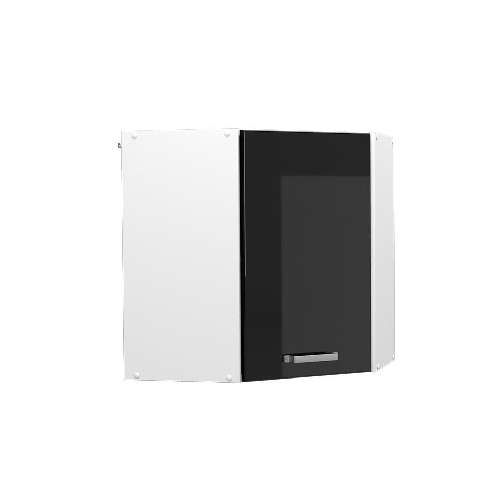 ECKHÄNGESCHRANK R-Line Schwarz Hochglanz 57 cm - Schwarz Hochglanz/Schwarz, Holzwerkstoff (57/60/34.1cm) - Vicco