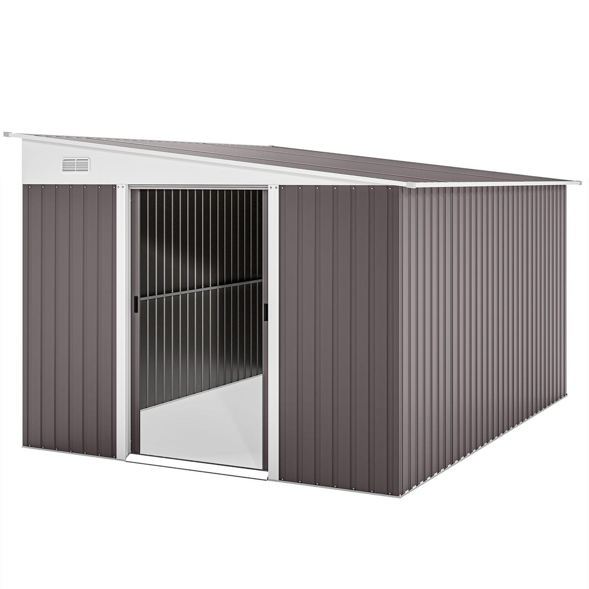 GERÄTESCHUPPEN DE-08098 Schrägdach mit verriegelbarer Doppeltür Grau - Grau, Metall (280/201/345cm) - ComfortXL