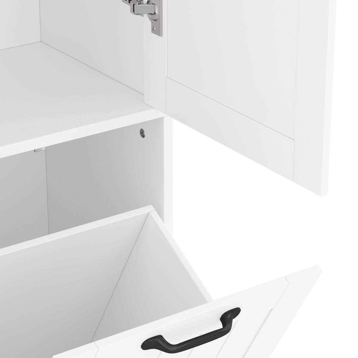 BADEZIMMERSCHRANK 78x35x172.7cm in Weiß, feuchtigkeitsbeständig mit 2 Wäschekörben - Weiß, Holzwerkstoff (78/172.7/35cm) - Modfu