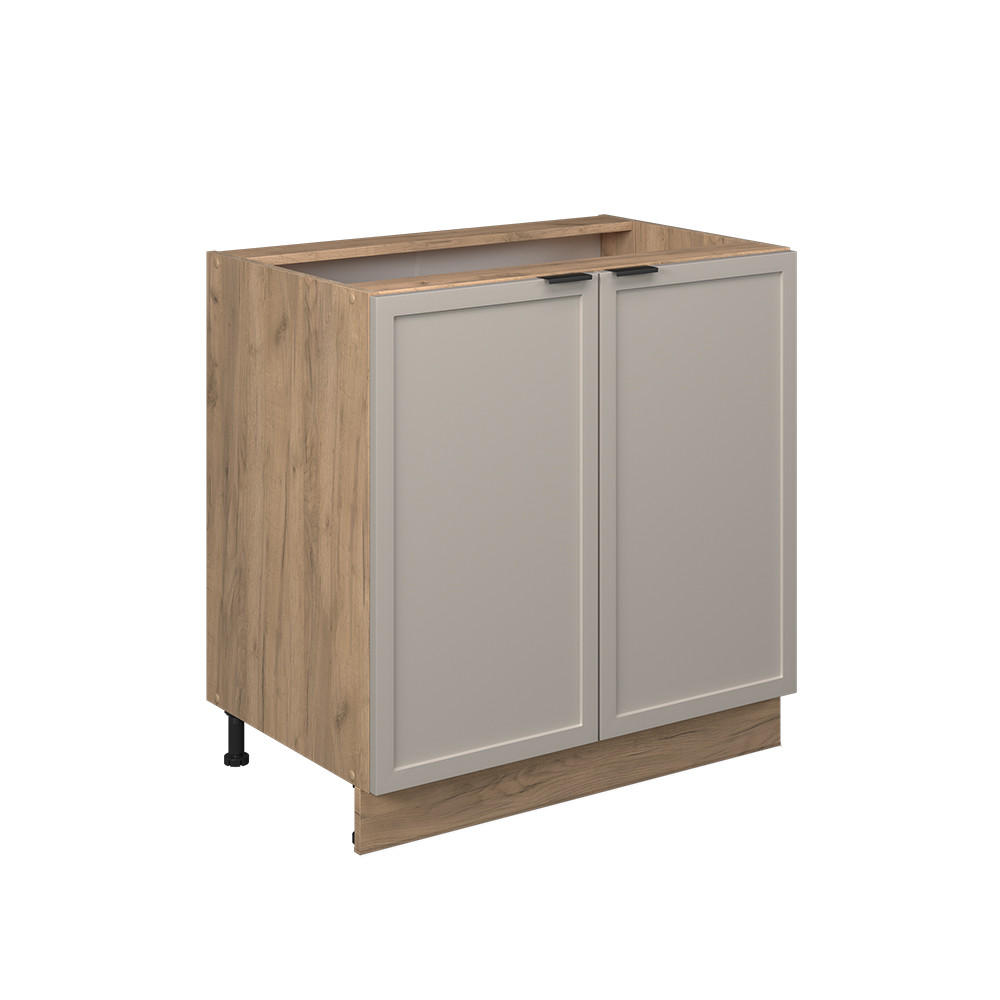 SPÜLENUNTERSCHRANK Fame-Line GrauBeige 80 cm mit Regal, ohne AP - Greige/Eiche Wotan, Holzwerkstoff (80/82/51.6cm) - Vicco