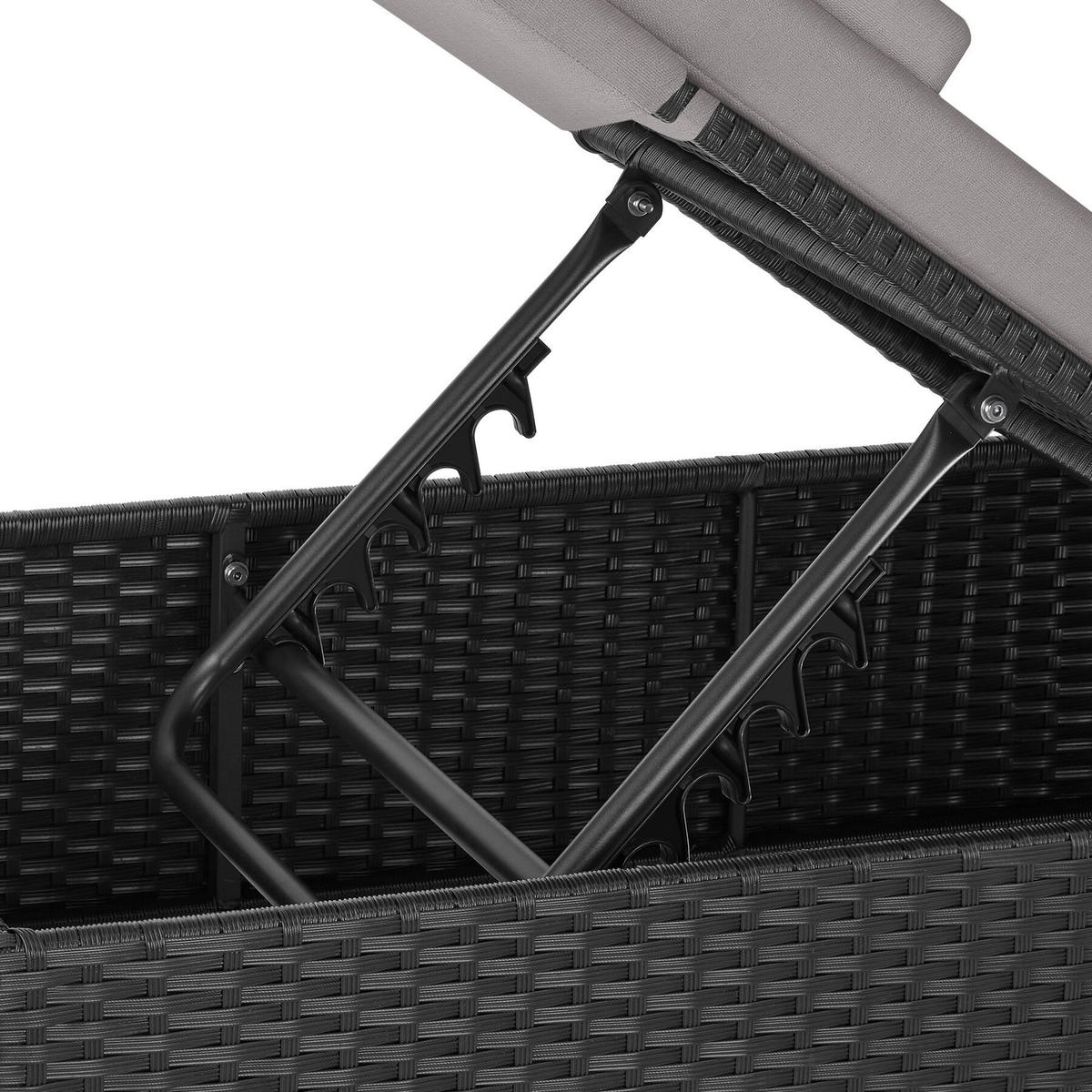 RATTAN-DOPPELLIEGE Carbonera, Belastbarkeit je 200 kg, schwarz - Schwarz, Kunststoff (62/36/196cm) - tectake