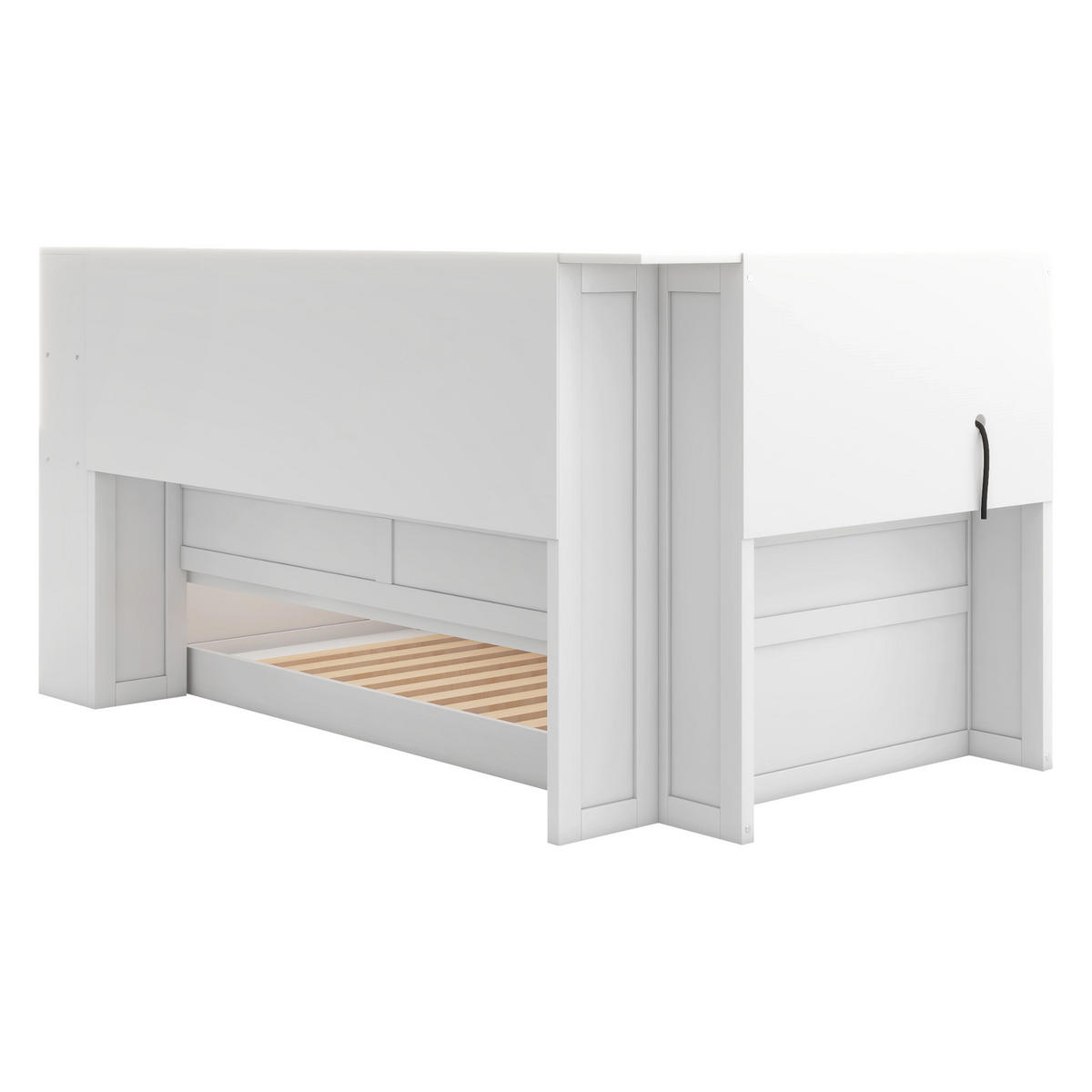 MULTIFUNKTIONSBETT 90/200 cm weiß mit Ausziehbett und USB-Ladeanschluss - Weiß, Holzwerkstoff (90/200cm) - OKWISH