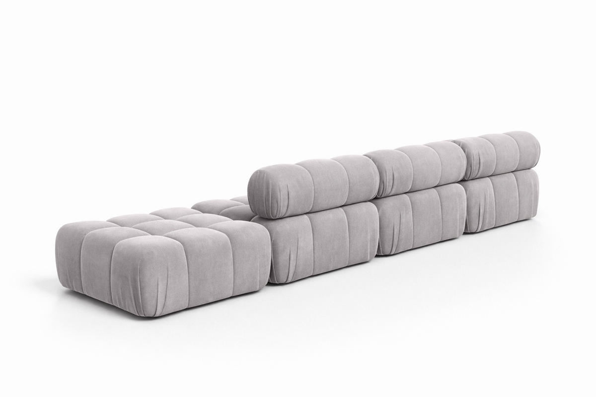 ECKSOFA L-Form XL, Stoff Velours Salvador, Grau, Links, Selia L XL - Grau, Holz (380/160cm) - Kaiser Möbel