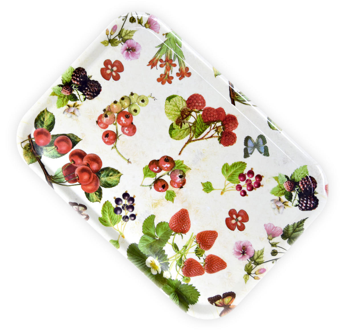 TABLETT Waldbeeren, rechteckige Melamin Serviertablett 38x26 cm - Beere, Kunststoff (26/2/38cm) - Lashuma