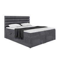 BOXBETT KARIM 180x200 cm in Dunkelgrau Samt - Dunkelgrau/Schwarz, Holz/Holzwerkstoff (180/200cm) - Meblini