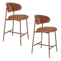 BARHOCKER Claes mit Rückenlehne 65 cm Terra - 2 er Set - Rot, Kunststoff (44/94/51cm)