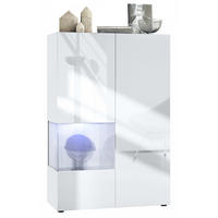 VITRINE Morena Einsatz in Weiß Hochglanz - Weiß Hochglanz, Holzwerkstoff (91.5/136.5/37cm) - Vladon