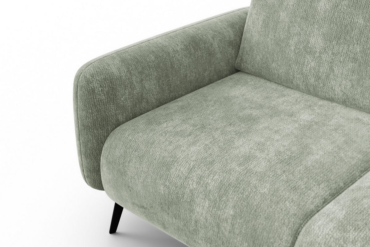 SOFA FEBE 2-Sitzer, hellgrüner Chenille-Stoff - Schwarz/Hellgrün, Holz/Textil (160/82/96cm) - Wozimo