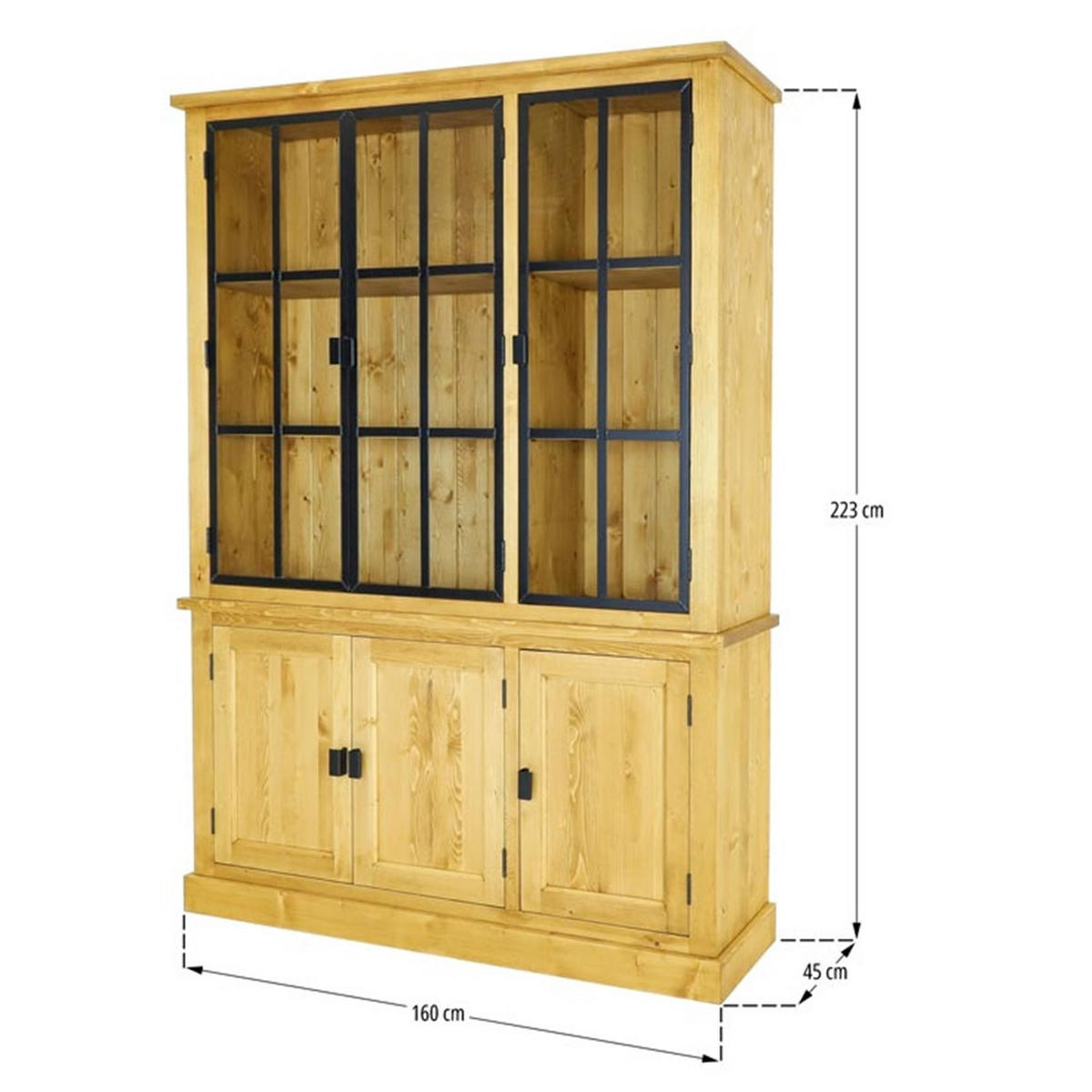 VITRINE aus Massivholz Industrial - Honig, Holz (160/223/45cm) - Seart