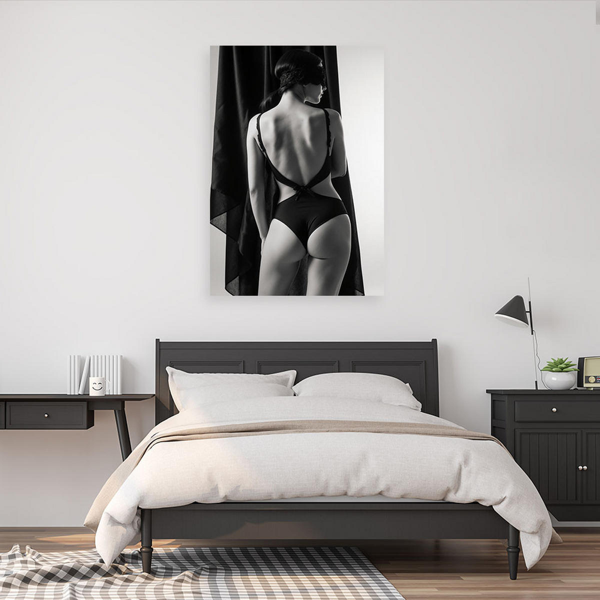 WANDBILD, Nackte Frau schwarz weiß - Schwarz, Textil (70/100cm) - Feeby
