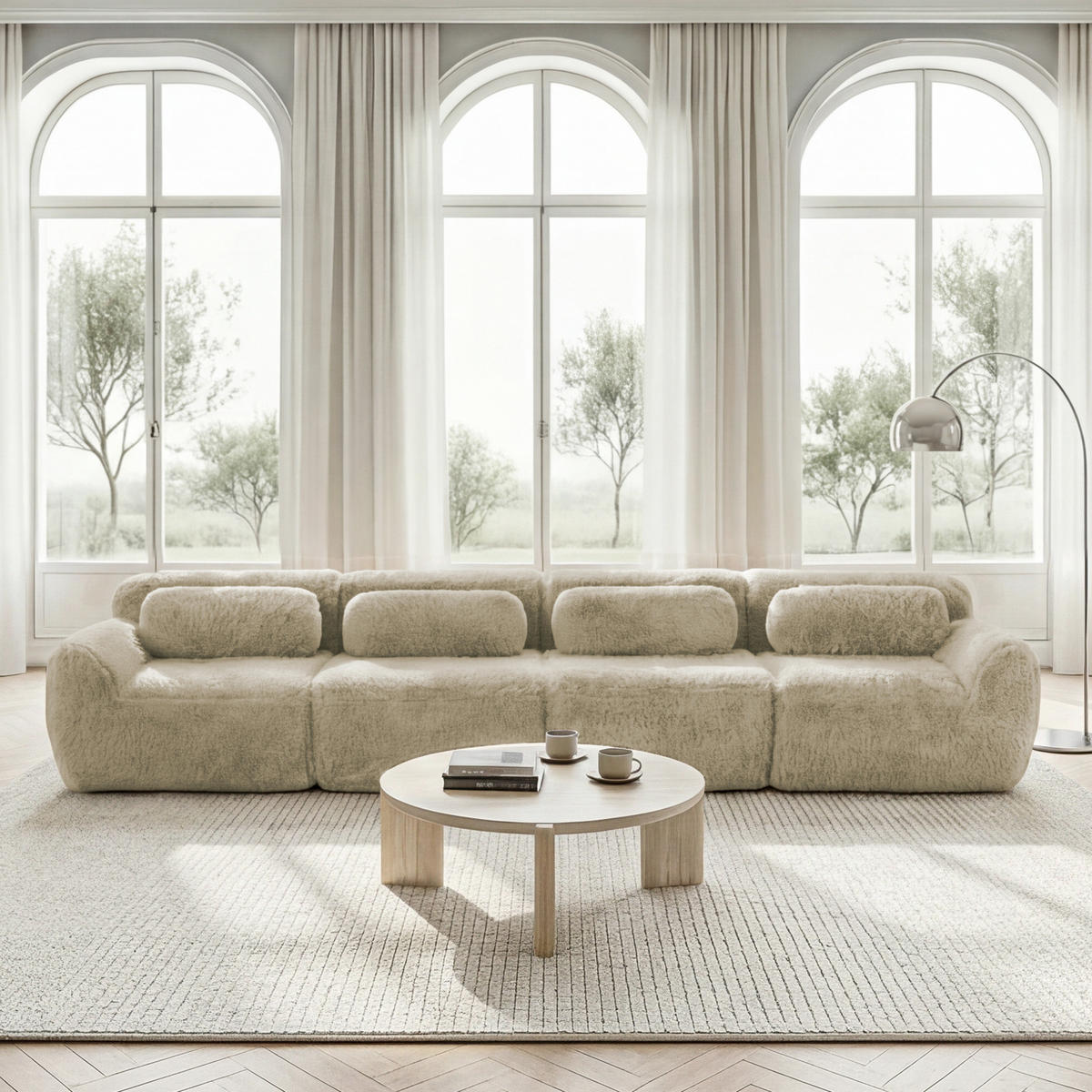 SOFA modular Plush Light Khaki - Beige, Kunststoff (104/73/378cm) - Meubliv