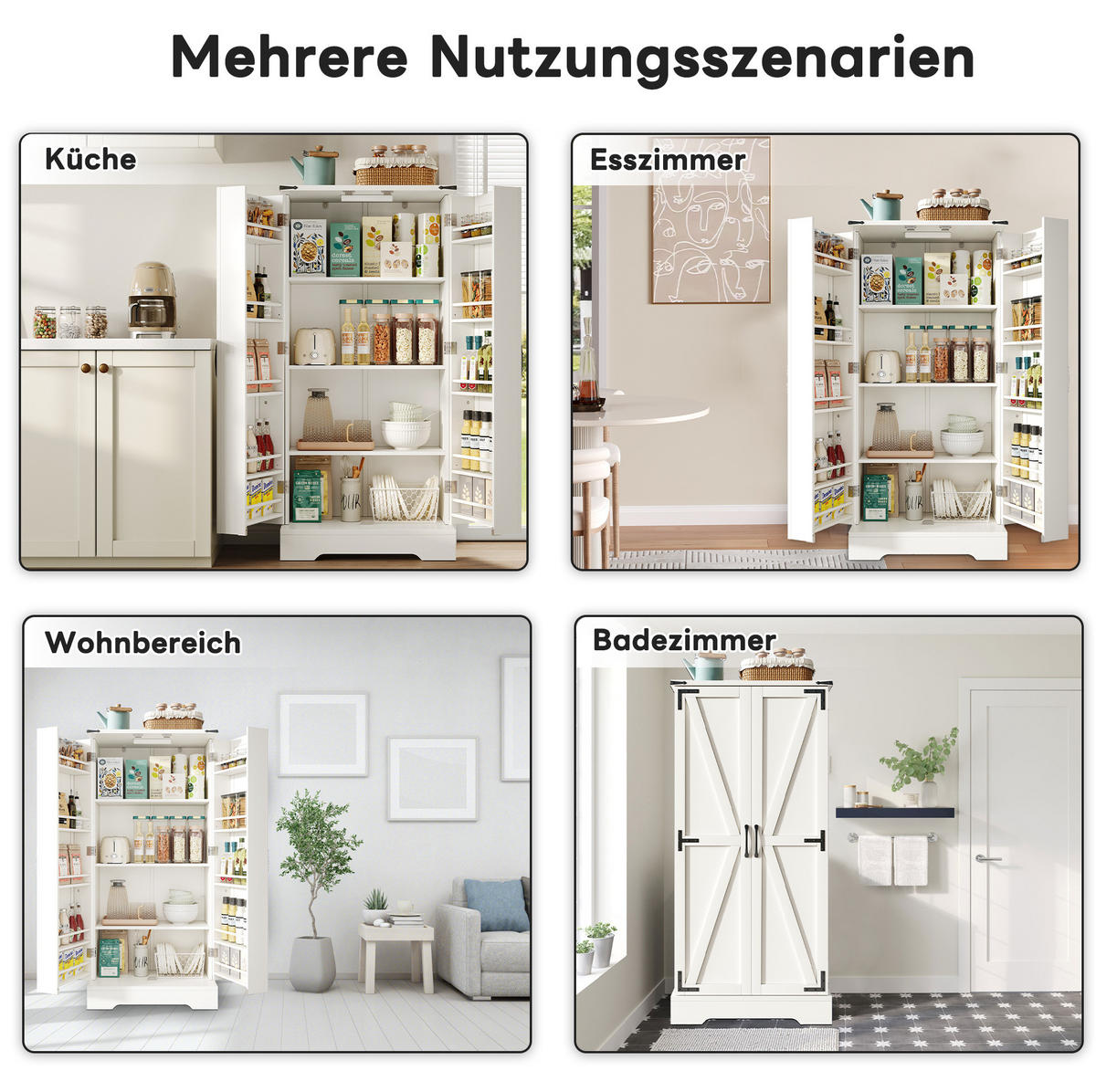 BUFFET 60/128,5/35 cm Weiß aus PB, MDF mit LED-Beleuchtung - Weiß, Holzwerkstoff (35/128/60cm) - OKMYHOME