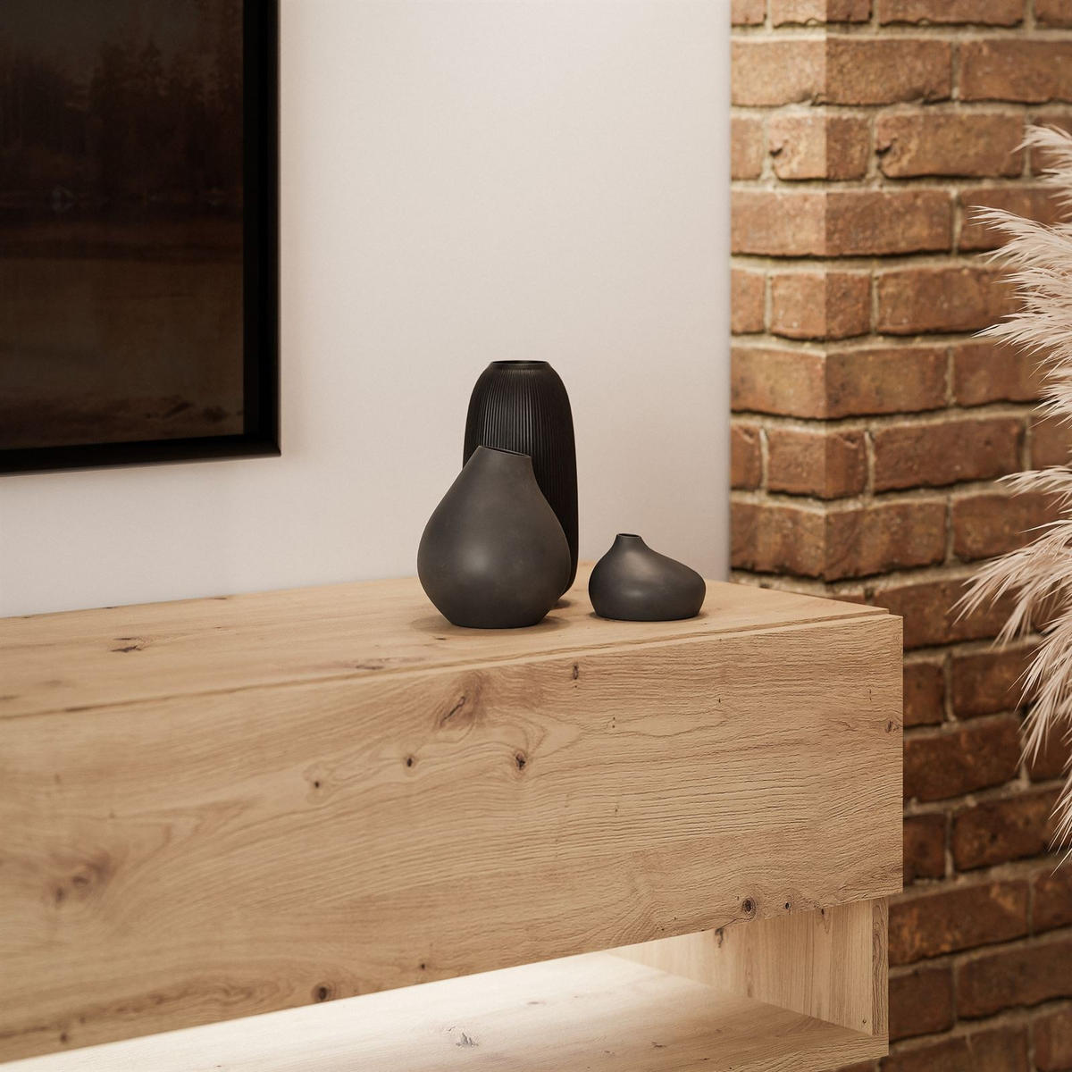 HÄNGESCHRANK TV-Möbel CALANTE LOFT 180 cm mit LED-Beleuchtung - Eiche Artisan, Holzwerkstoff (180/30/35cm) - Lookway