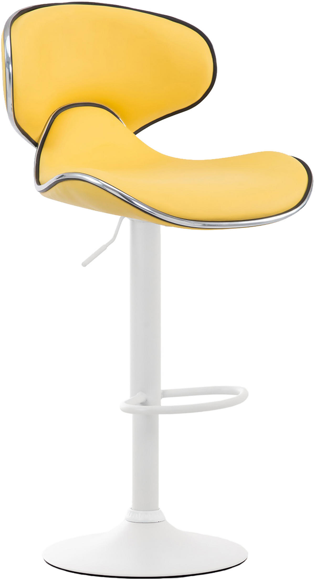 BARHOCKER 2er Set Las-Mallorcas Kunstleder weiß gelb - Gelb/Weiß, Kunststoff/Metall (46/108/49cm) - TPFLiving