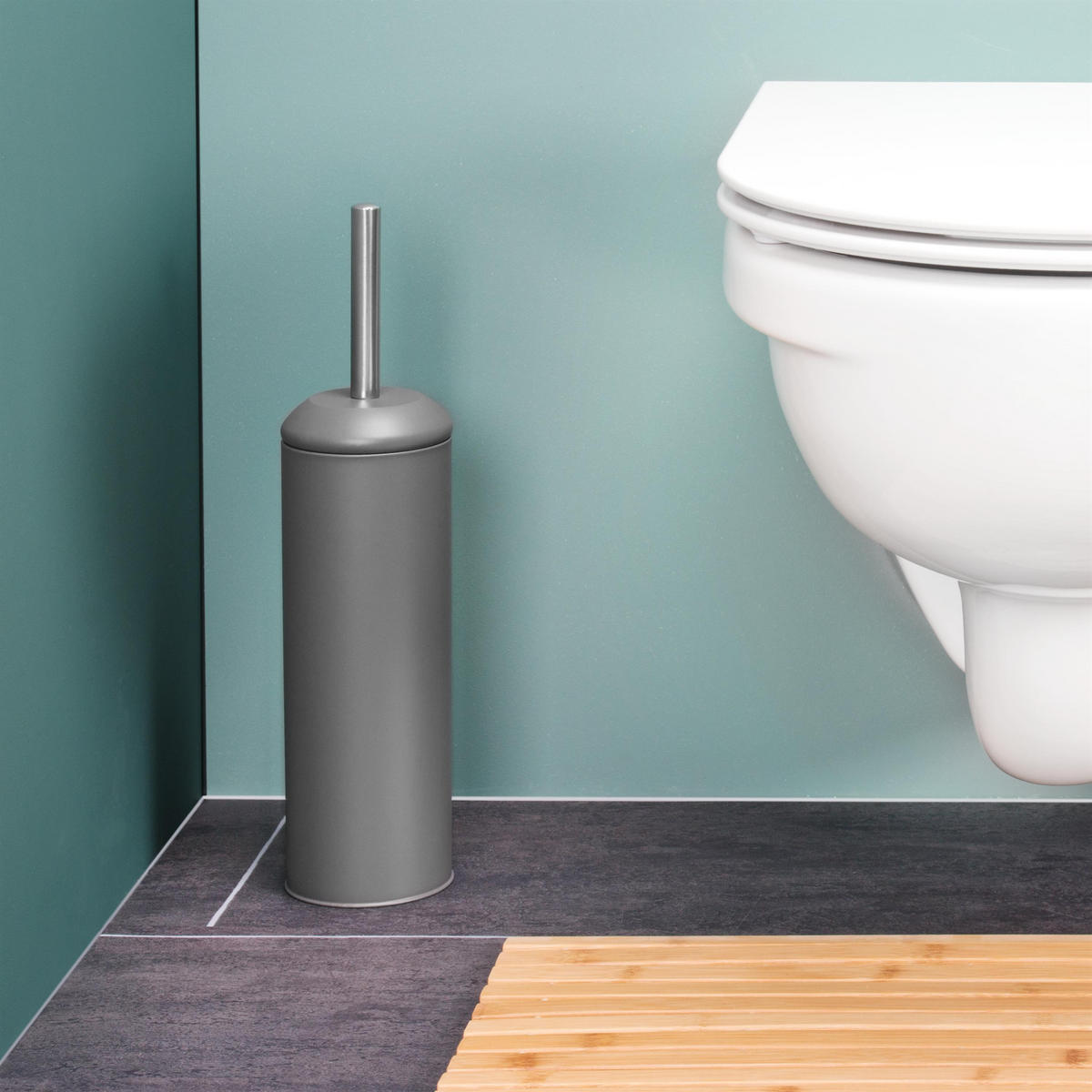 WC-GARNITUR, grau, Edelstahl - Grau, Metall (9/40/9cm) - bremermann