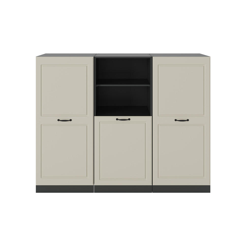 KÜCHENBLOCK R-Line, Sand Landhaus/Anthrazit, 180 cm ohne Arbeitsplatte - Beige/Anthrazit, Holzwerkstoff (180/143/46cm) - Vicco