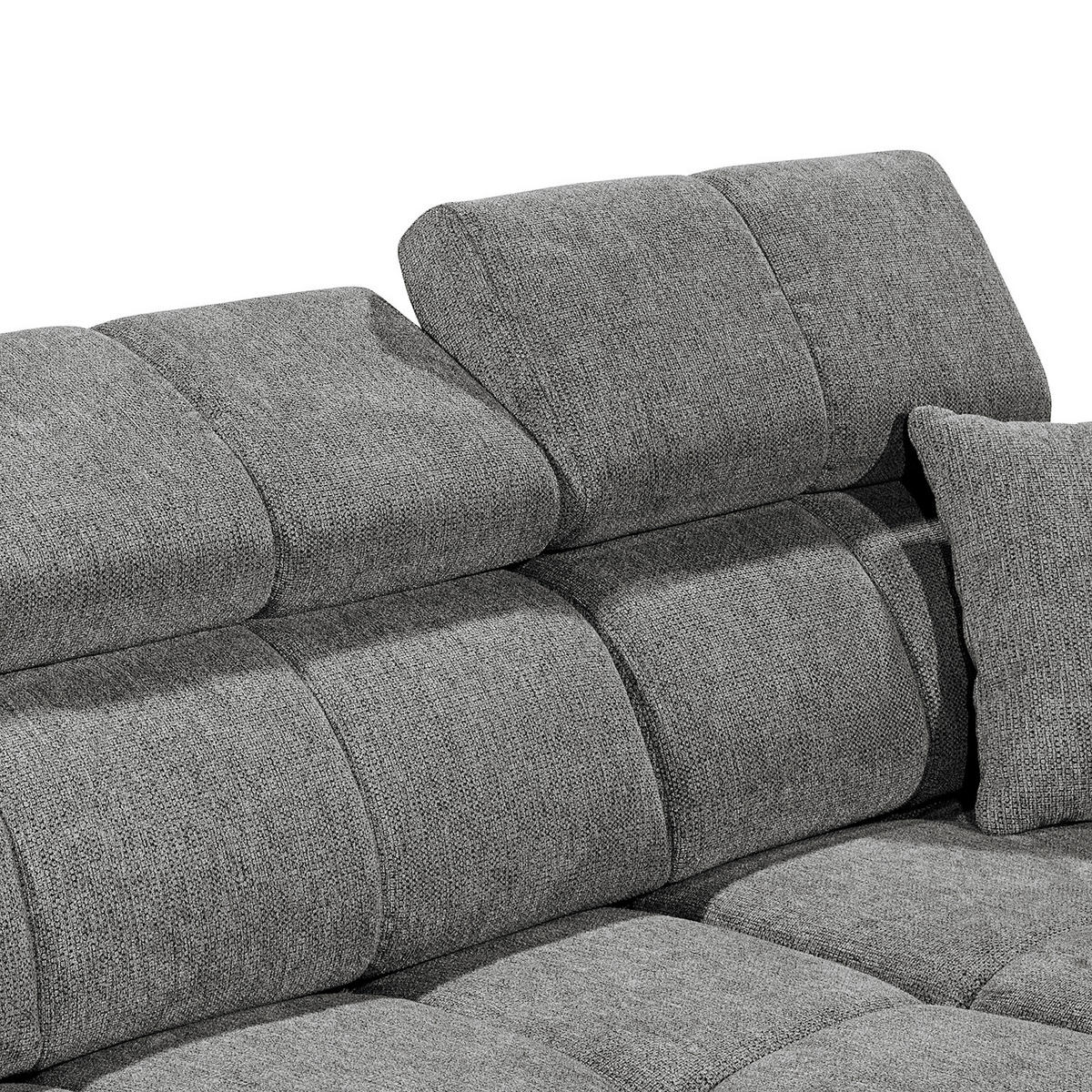 ECKSOFA mit Longchair - Kopfstütze verstellbar, Schlaffunktion, Bettkasten - Anthrazit/Schwarz, Kunststoff/Textil (268/172cm) - home24