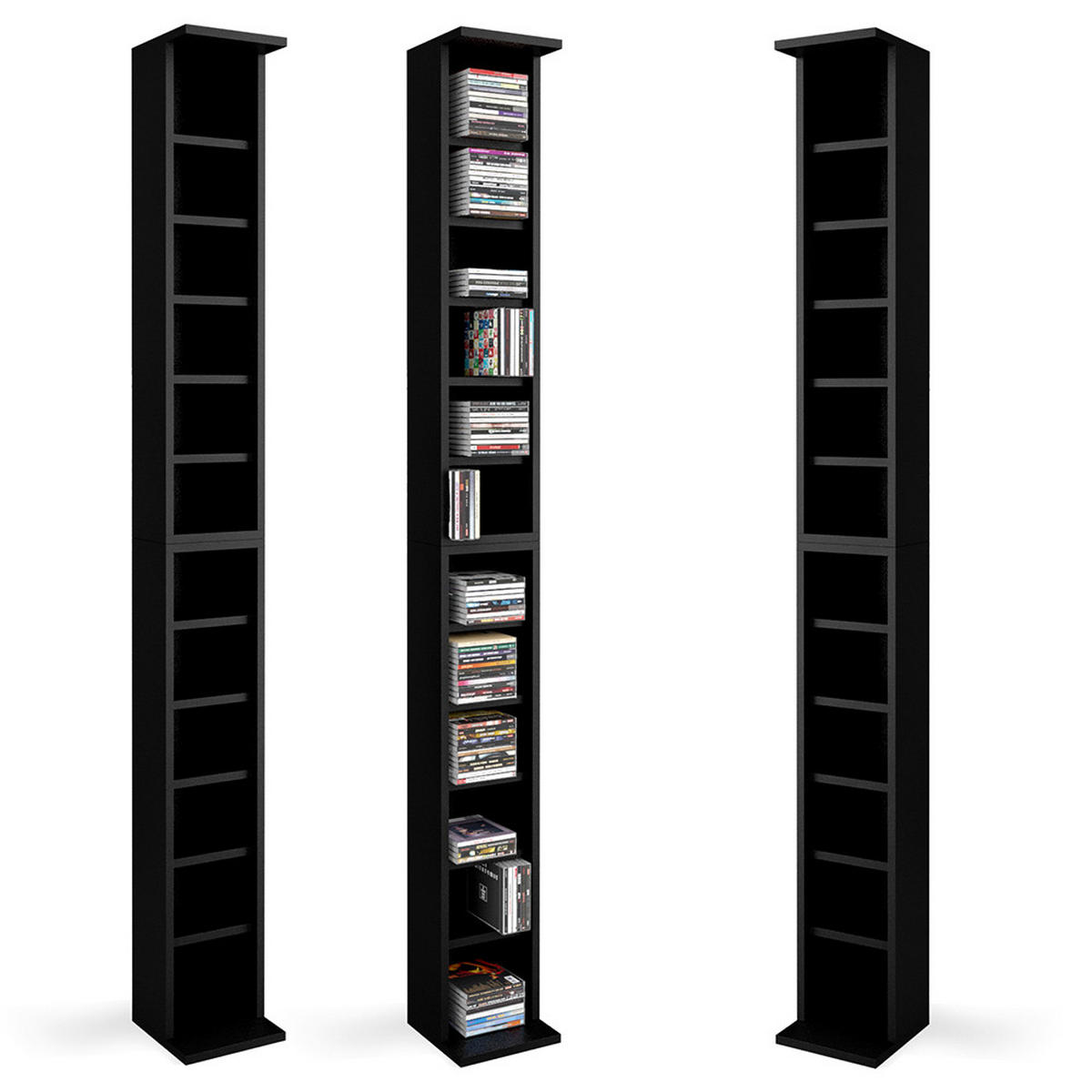 CD-REGAL Schwarz 21 x 183.6 cm Groß - Schwarz, Holzwerkstoff (21/183.6/20cm) - Vicco