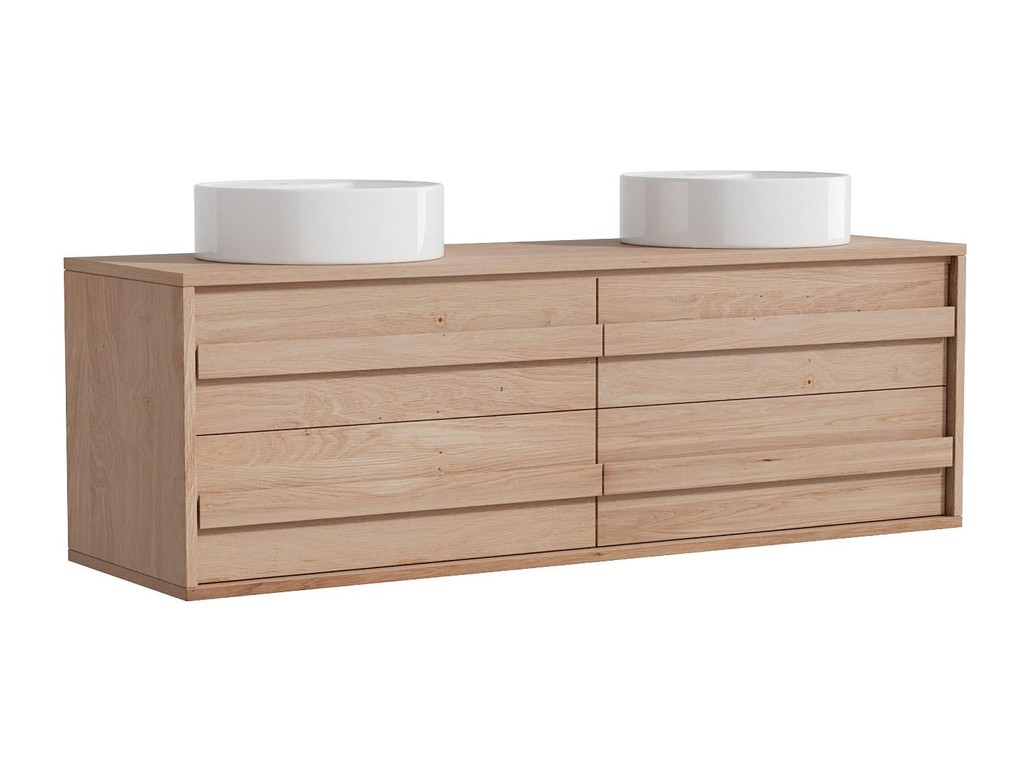 DOPPELWASCHTISCH - 150 cmcm x 46 cmcm - Holz, Platte - Naturfarben Hell - SARLO - Naturfarben, Holz (150/50/46cm) - Vente-Unique