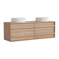 DOPPELWASCHTISCH - 150 cmcm x 46 cmcm - Holz, Platte - Naturfarben Hell - SARLO - Naturfarben, Holz (150/50/46cm) - Vente-Unique