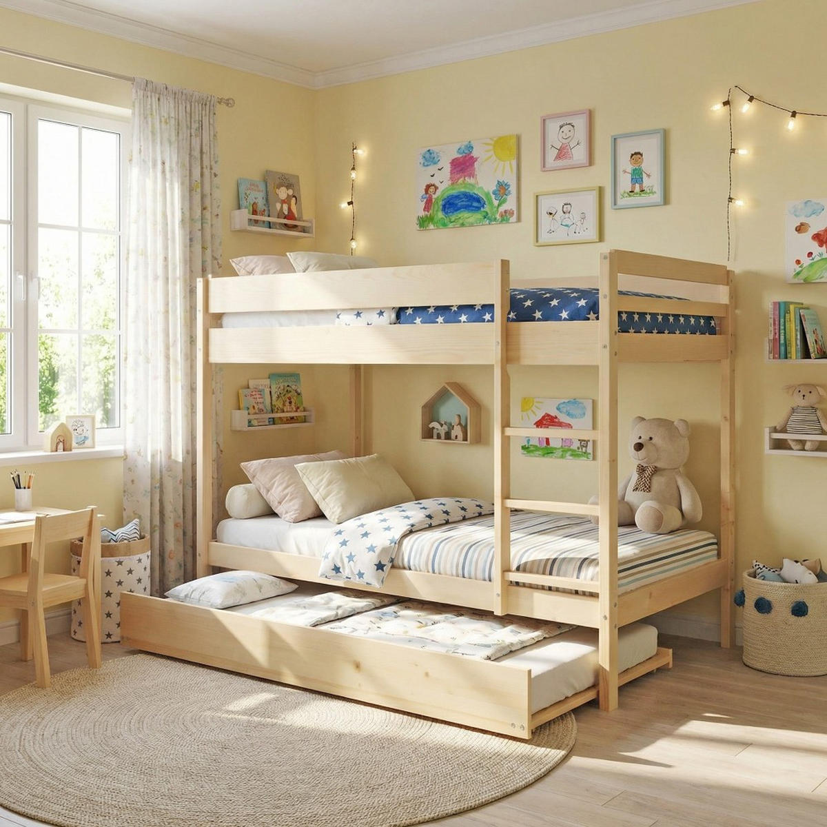 ETAGENBETT WALLY mit Schublade-Bett/ 3x 90x190 - Massivholz - Multicolor, Holz (90/190cm) - Weber Industries