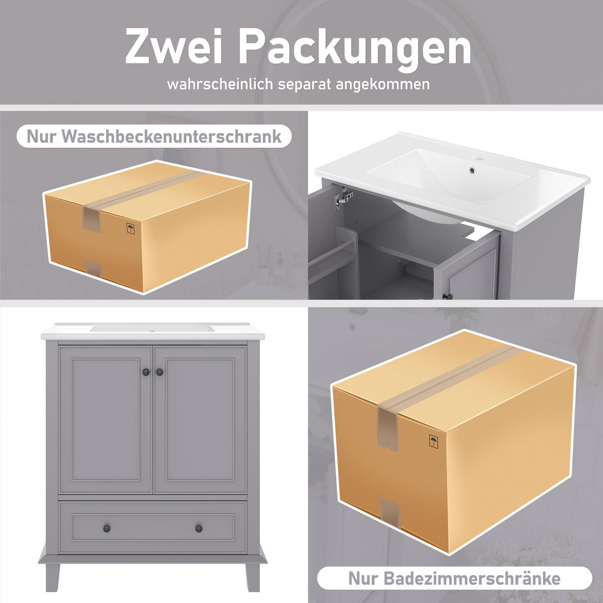 WASCHTISCHKOMBI 76/46/87 cm Grau mit 1 Schubladen, ohne Wasserhahn - Schwarz/Grau, Holz/Holzwerkstoff (46/87/76cm) - Oxeza