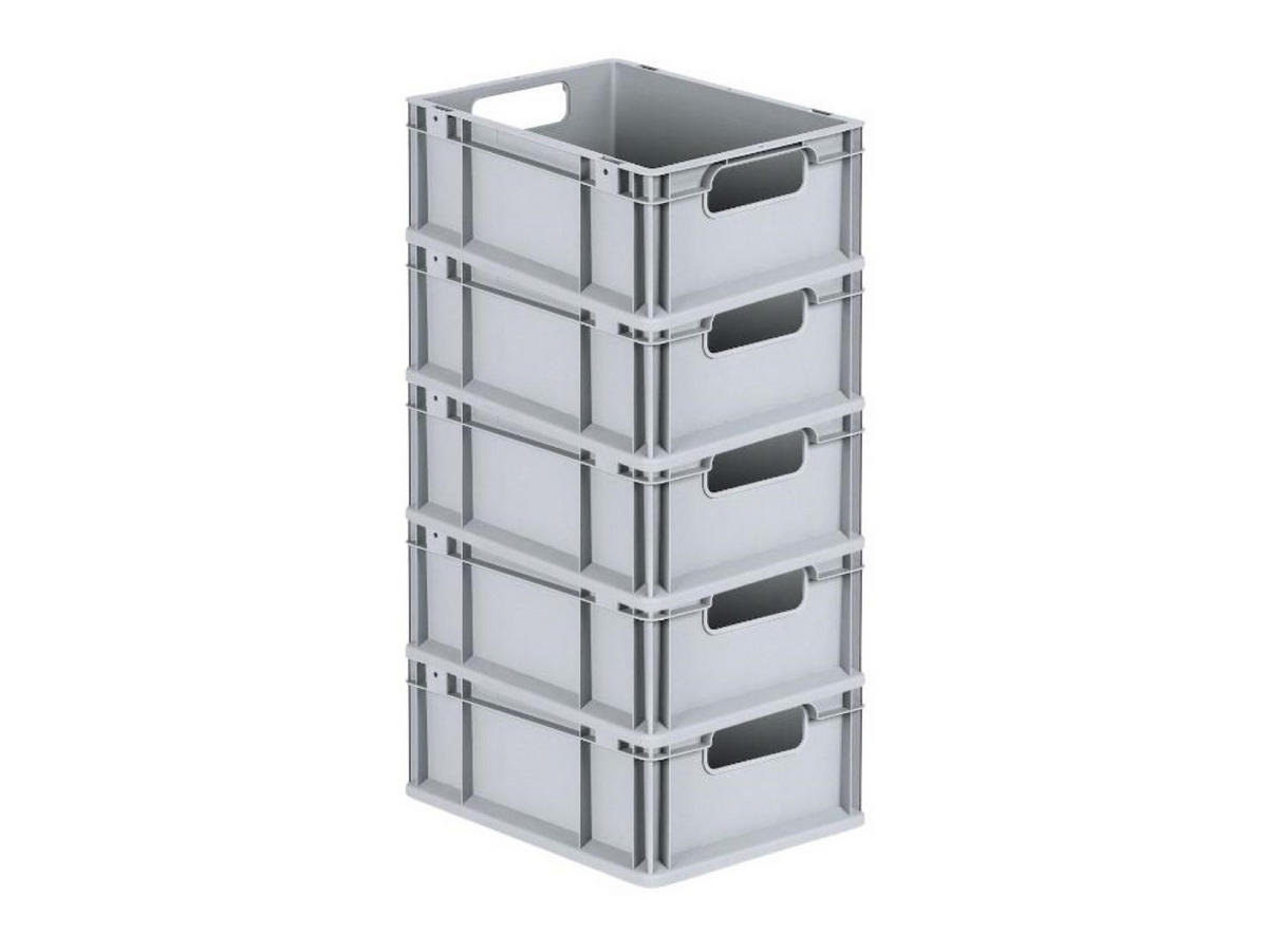 EUROBOX 5x Nextgen Economy Griffe Offen 17x30x40cm 16 Liter - Grau, Kunststoff (30/17/40cm) - PROREGAL