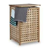 WÄSCHESAMMLER - Hellbraun, Holz/Textil (45.7/67.5/45.7cm) - Relaxdays
