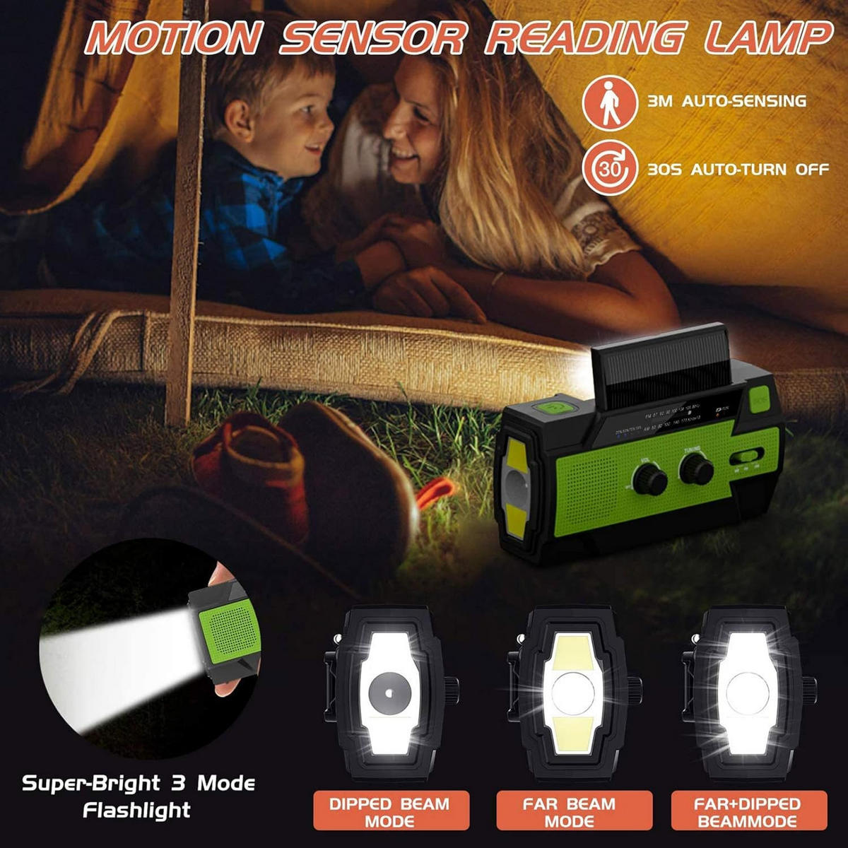 RADIO – FM/AM – 4000-mAh-Akku / LED-Taschenlampe – Grün - Grün, Kunststoff (20.2/9.8/7.2cm)