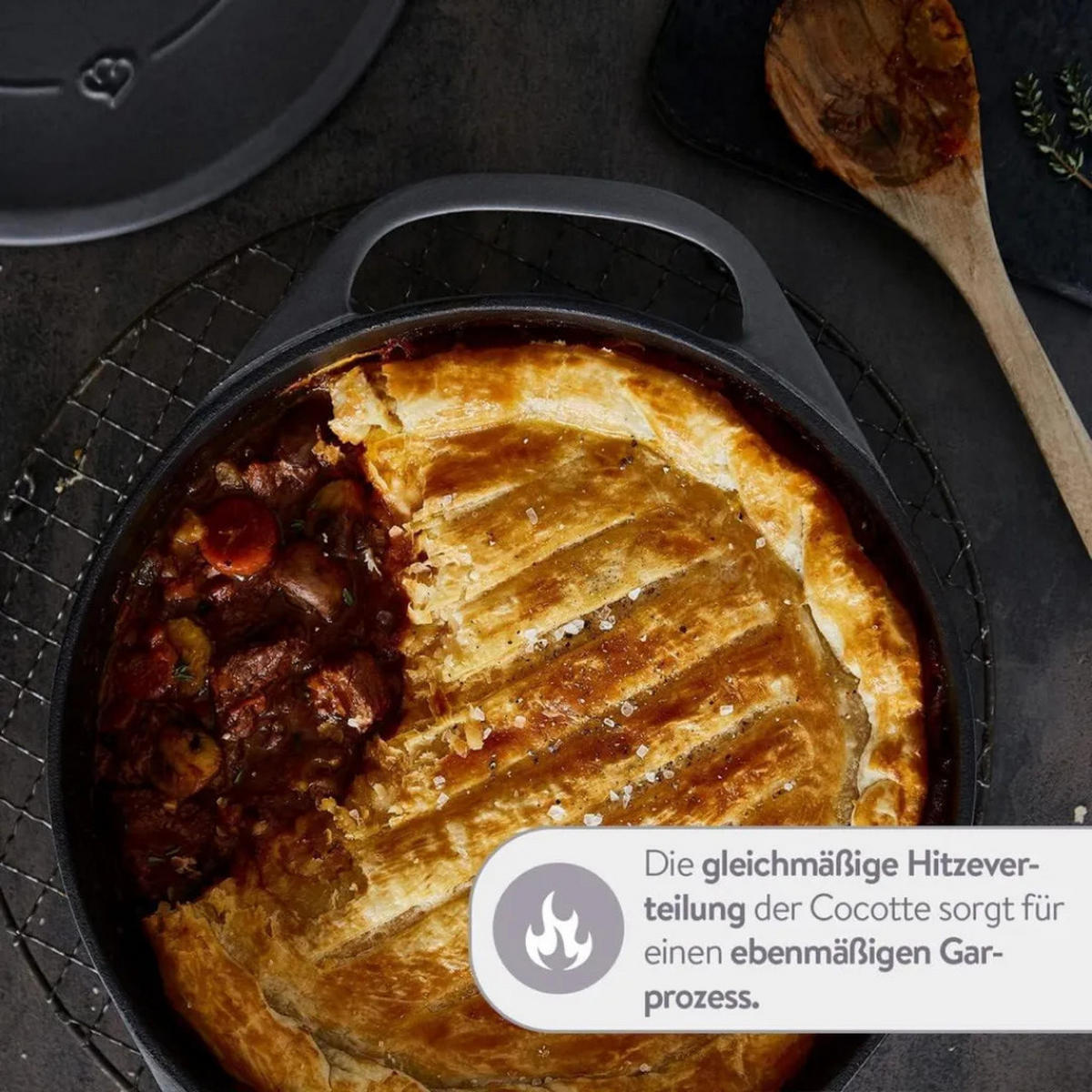 GUSSEISENTOPF Maku 25 cm 5,2 L mit Deckel Induktion - Schwarz, Metall (25cm) - JUNG