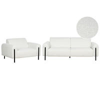 4-SITZER-SOFA Set Bouclé weiß Askim - Schwarz/Weiß, Textil (122/122/207cm) - Beliani