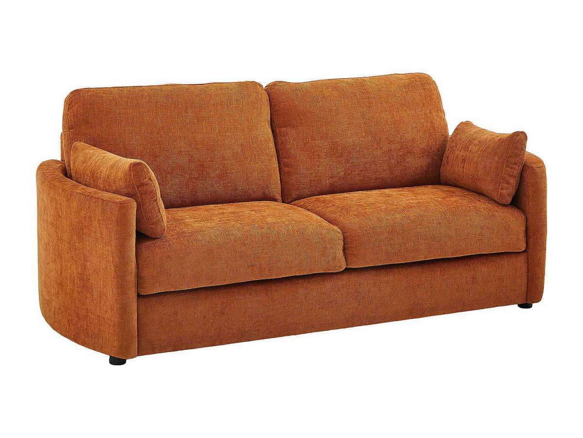SCHLAFSOFA - 3 Personen - Stoff - Terracotta - - Terracotta, Textil (199/88/97cm) - Vente-Unique