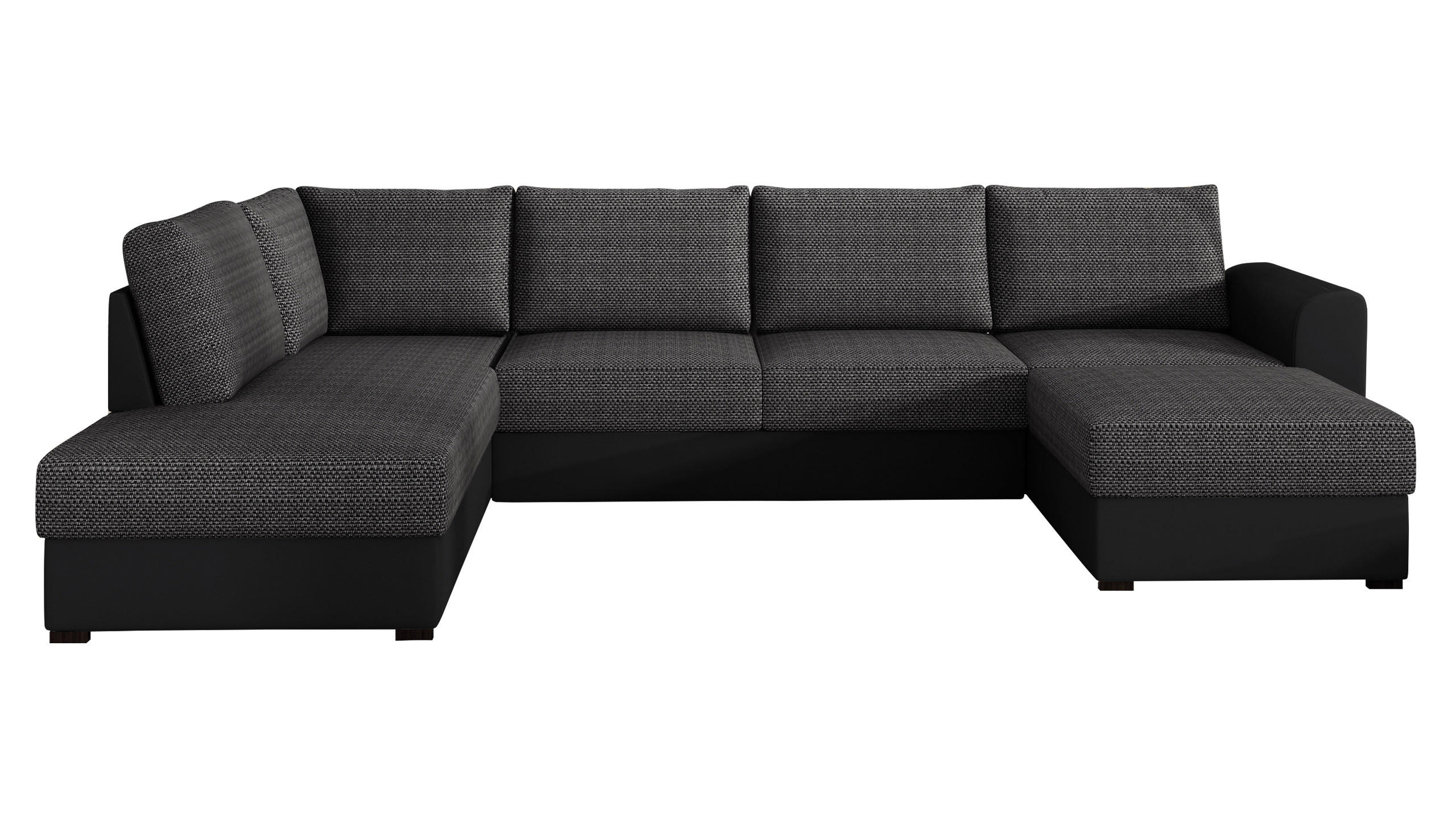 WOHNLANDSCHAFT Wilma, Seite: Links - Schwarz, Holz/Textil (305/85/188cm) - MIRJAN24