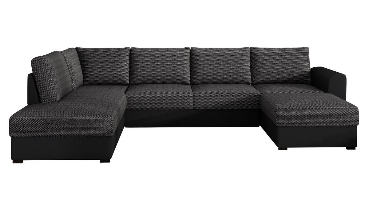 WOHNLANDSCHAFT Wilma, Seite: Links - Schwarz, Holz/Textil (305/85/188cm) - MIRJAN24
