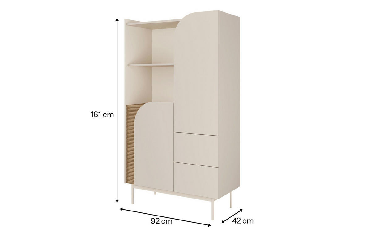 HOCHKOMMODE CARLO 04 92/161/42 cm in Macadamia / Frühlingseiche - Kaschmir, Holzwerkstoff (92/161/42cm) - Deine Möbel 24