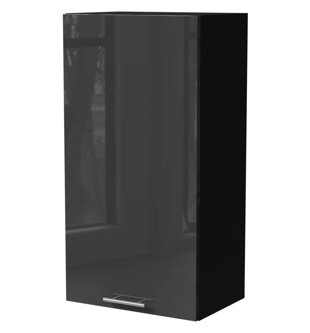 KÜCHENHÄNGESCHRANK Essen W4/50 Graphit Hochglanz / Schwarz Matt 50 / 32,5 / 96cm - Schwarz/Graphitfarben, Holz/Holzwerkstoff (50/96/32.5cm) - Feldmann-Wohnen