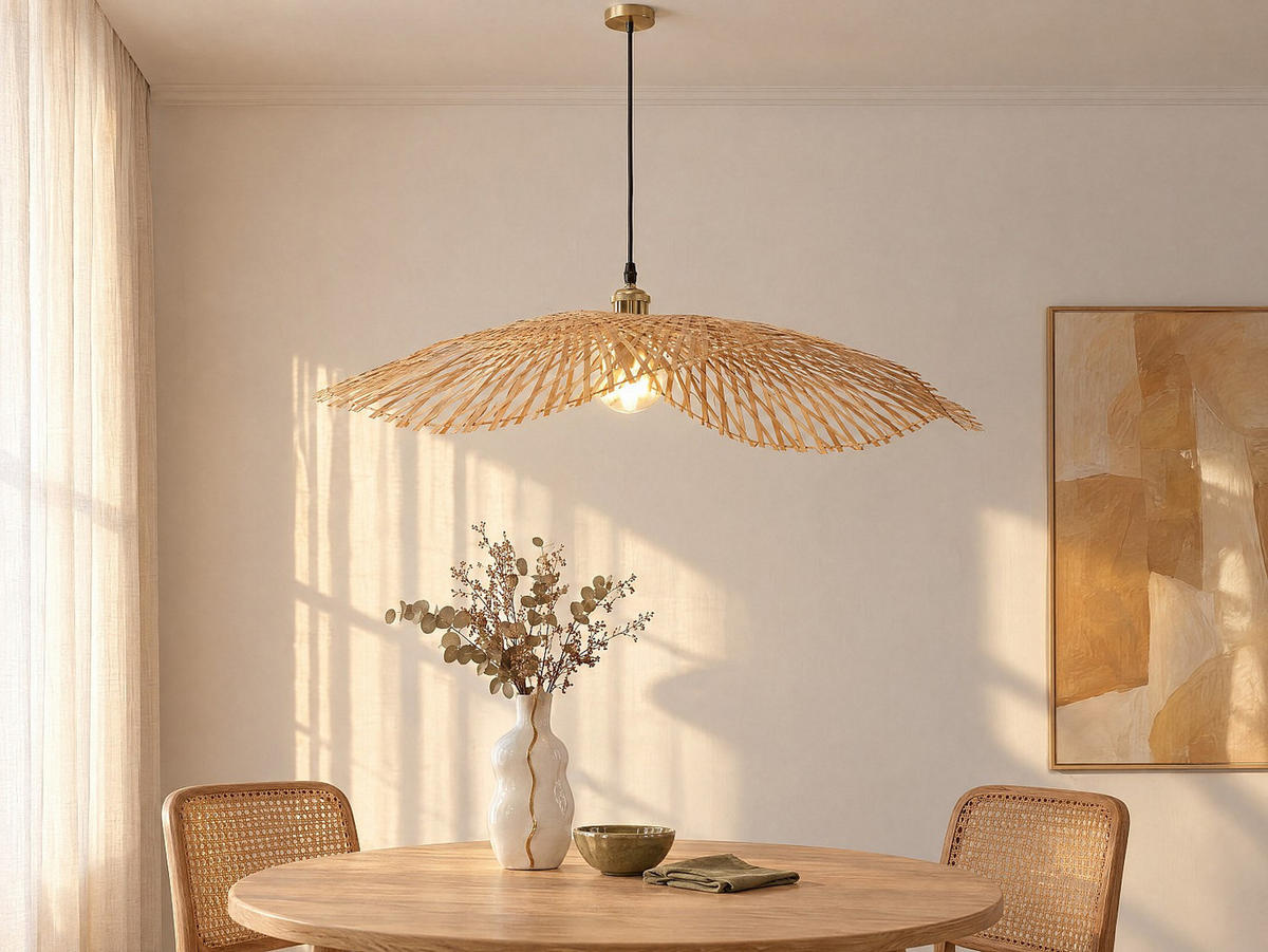 DECKENLEUCHTE - 80 cm x 80 cm - holz - naturfarben hell Jurua - Naturfarben, Holz (80/80/120cm) - Vente-Unique
