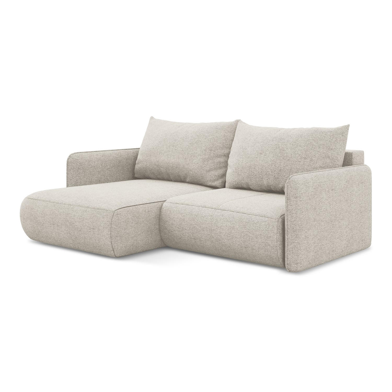 ECKSOFA mit Schlaffunktion Chenille Stoff Grau - Silberfarben/Schwarz, Kunststoff/Textil (148/207cm) - LaMiaSofa