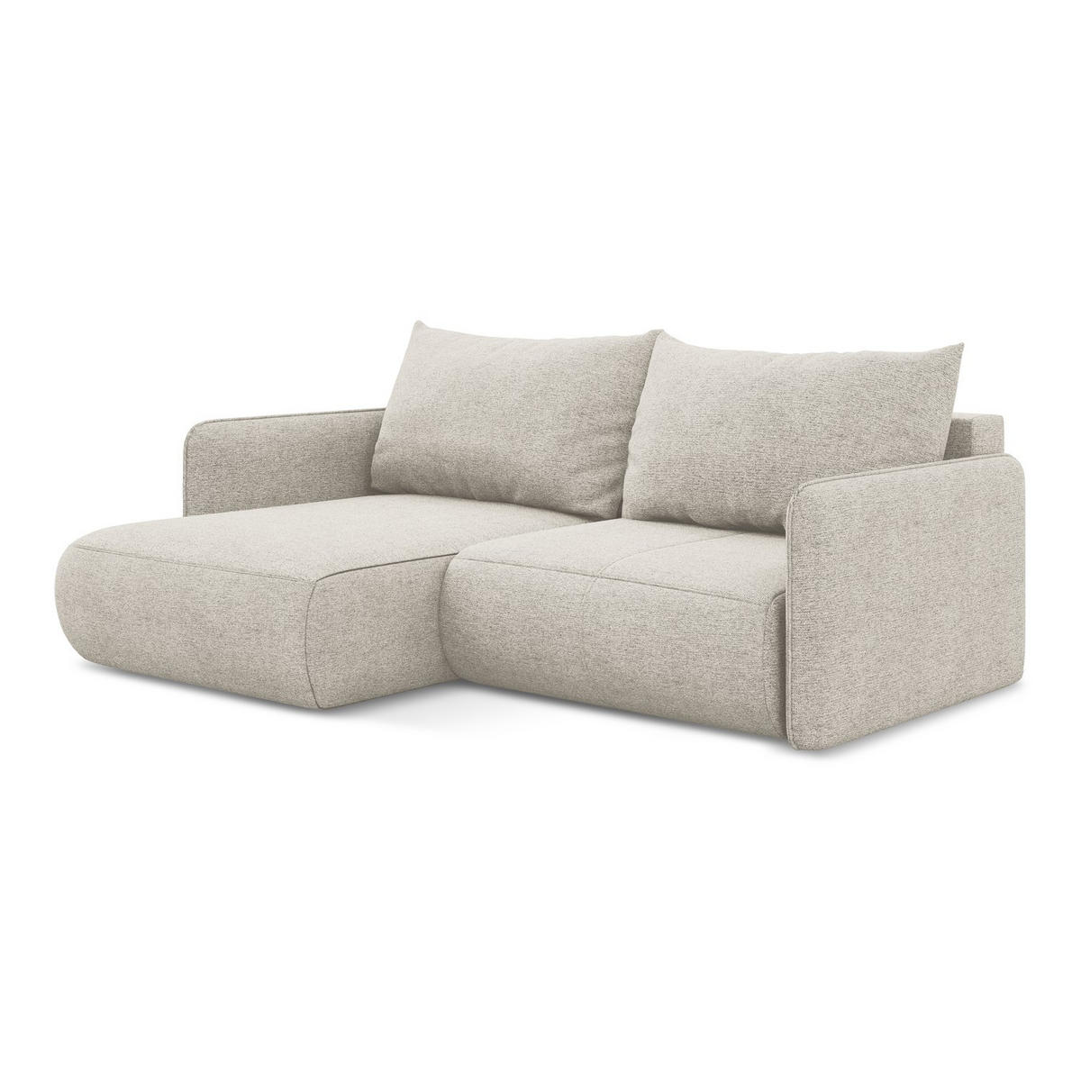 ECKSOFA mit Schlaffunktion Chenille Stoff Grau - Silberfarben/Schwarz, Kunststoff/Textil (148/207cm) - LaMiaSofa