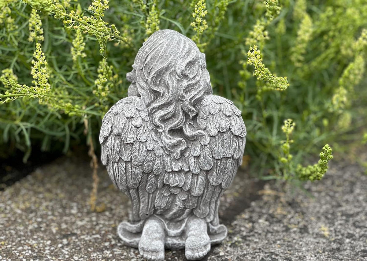 STEINFIGUR betender Engel kniend Steinguss frostfest wetterfest - Grau, Stein (13/23/11cm) - stoneandstyle