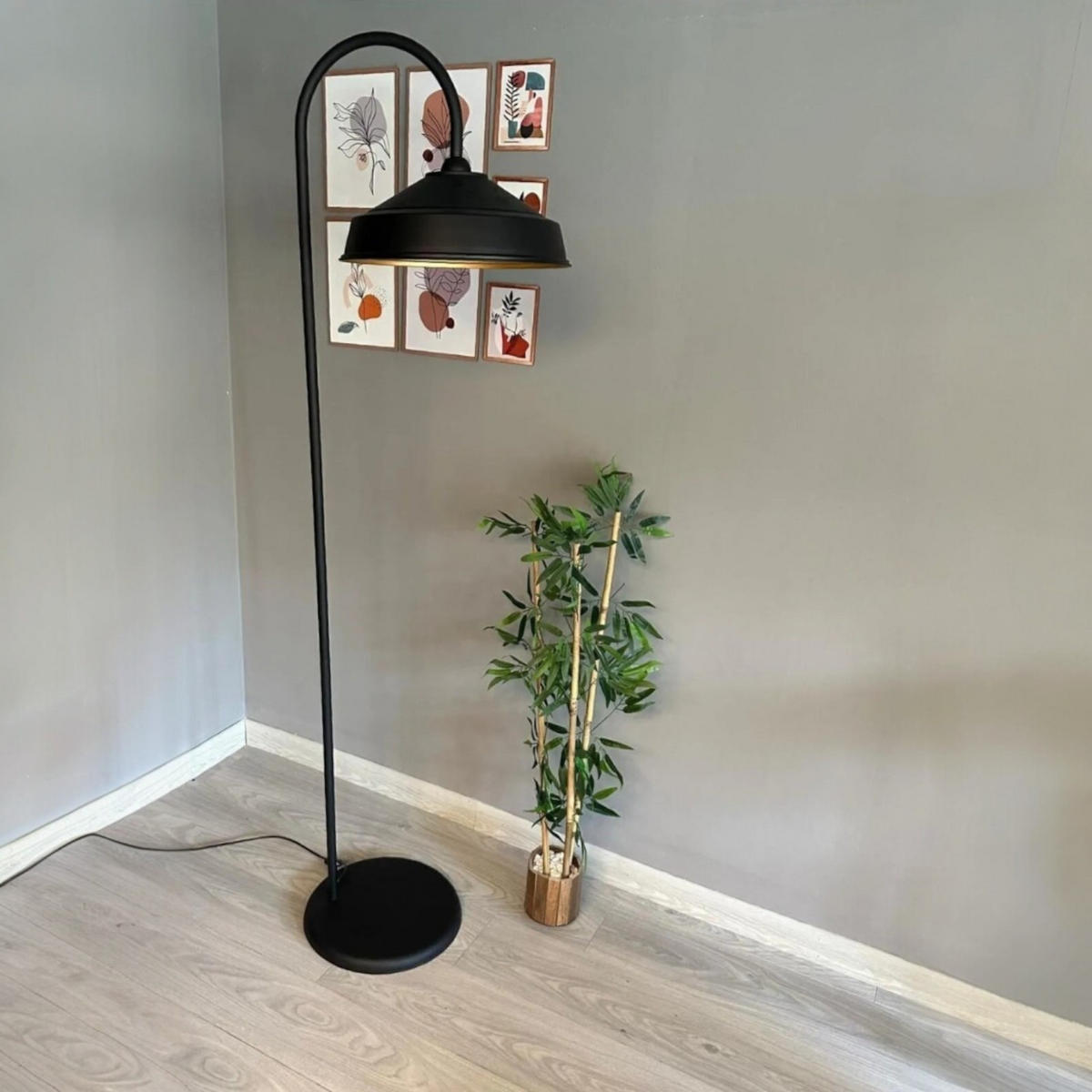 STEHLEUCHTE Bogen 180 Cm - Schwarz, Metall (37/37/180cm) - Bamyum