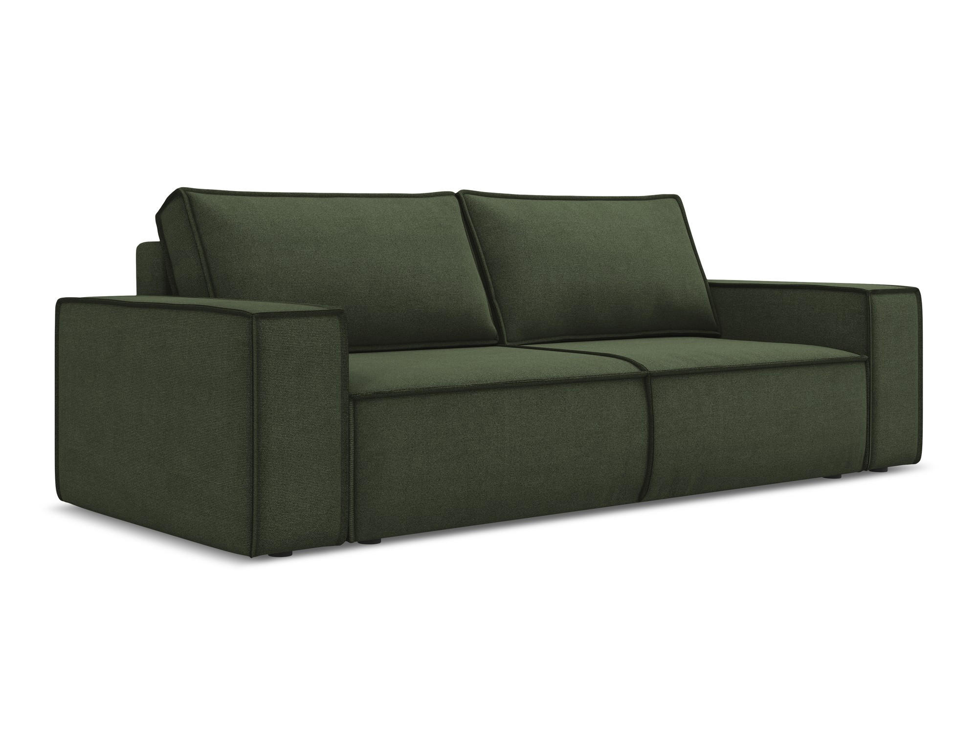 3-SITZER SOFA mit Schlaffunktion Strukturstoff Stoff Grün - Schwarz/Olivgrün, Kunststoff/Textil (255/85/105cm) - Makamii