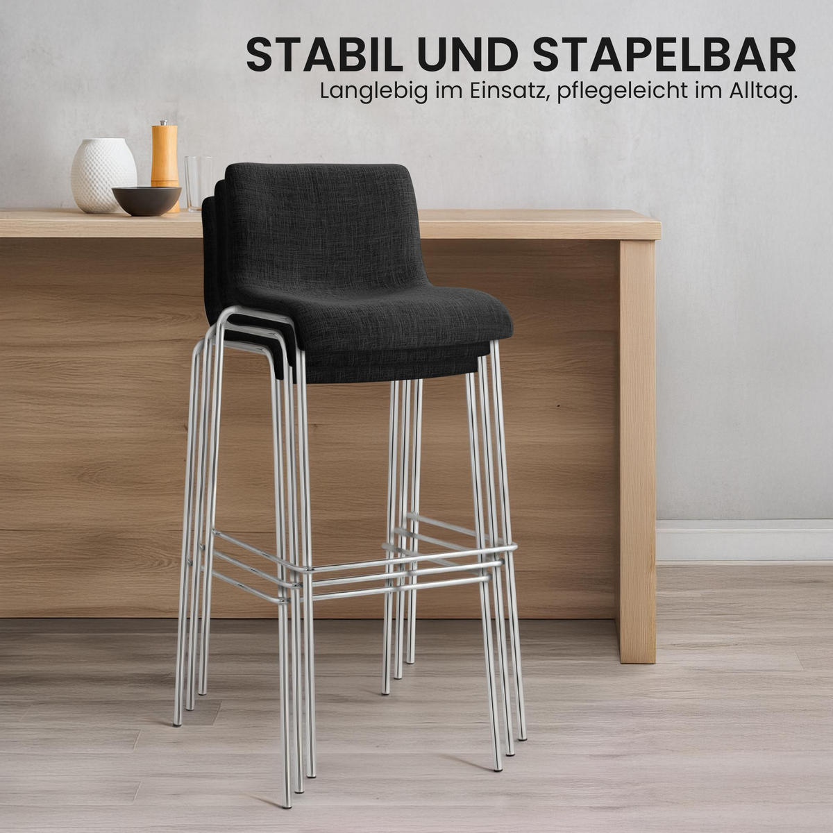 BARHOCKER Stoff Dunkelgrau - Chromfarben/Dunkelgrau, Textil/Metall (43/100/48cm) - CLP