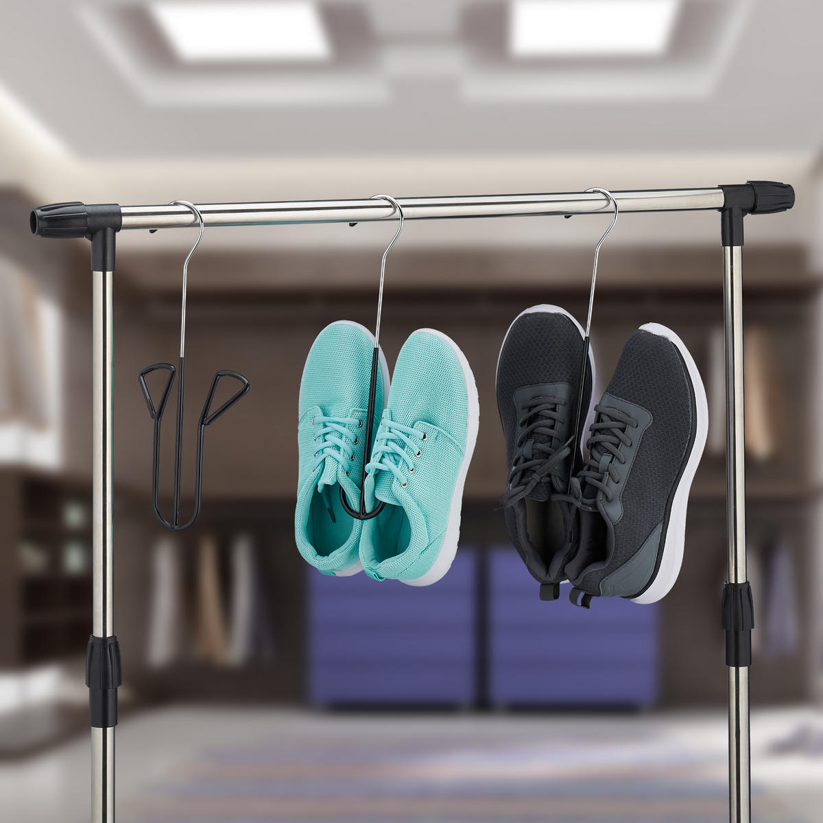 3XSCHUHBÜGEL - Schwarz, Kunststoff/Metall (14/33.5/4cm) - Relaxdays