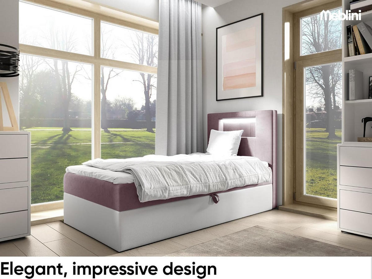 KINDERBETT GARETH 1 - Lila/Weiß, Holzwerkstoff (82/212cm) - Meblini